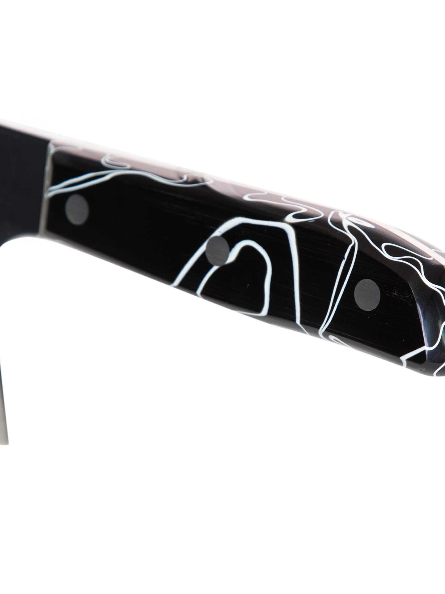 Faca Talho Cabo Acrílico Sico Efeito Mármore Preto 34cm