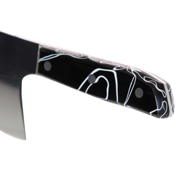 Faca Talho Cabo Acrílico Sico Efeito Mármore Preto 34cm