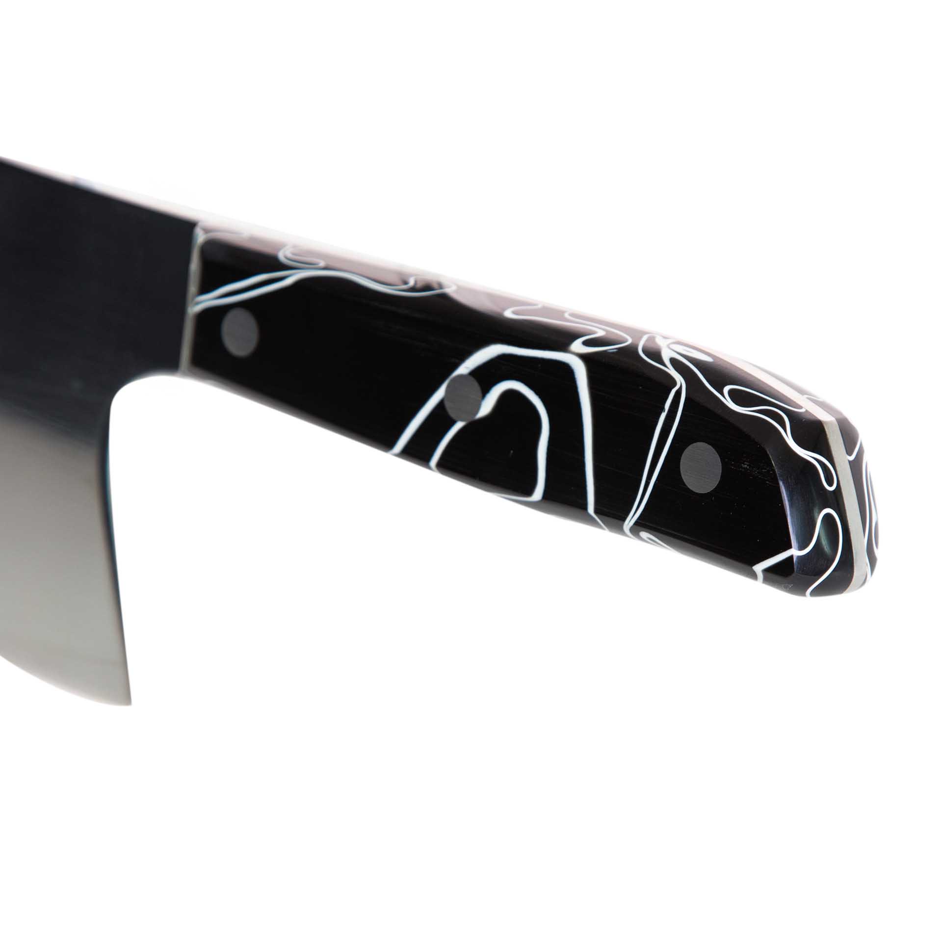 Faca Talho Cabo Acrílico Sico Efeito Mármore Preto 34cm