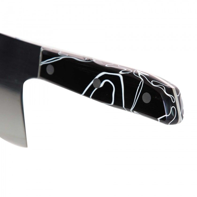 Faca Talho Cabo Acrílico Sico Efeito Mármore Preto 34cm Faca Talho Cabo Acrílico Sico Efeito Mármore Preto 34cm