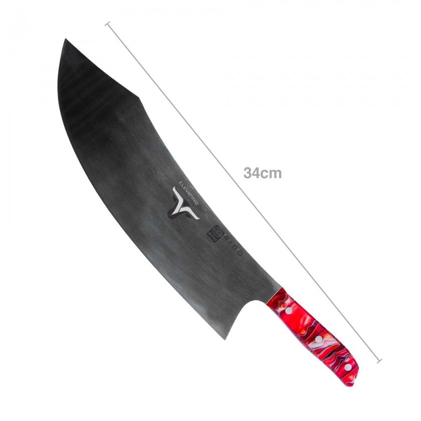Faca Talho Cabo Acrílico Sico Efeito Mármore Vermelho 34cm Faca Talho Cabo Acrílico Sico Efeito Mármore Vermelho 34cm