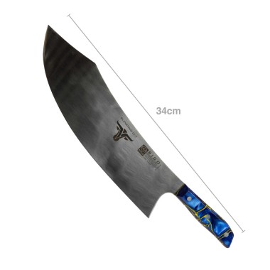 Faca Talho Cabo Acr�lico Sico Efeito M�rmore Azul 34cm