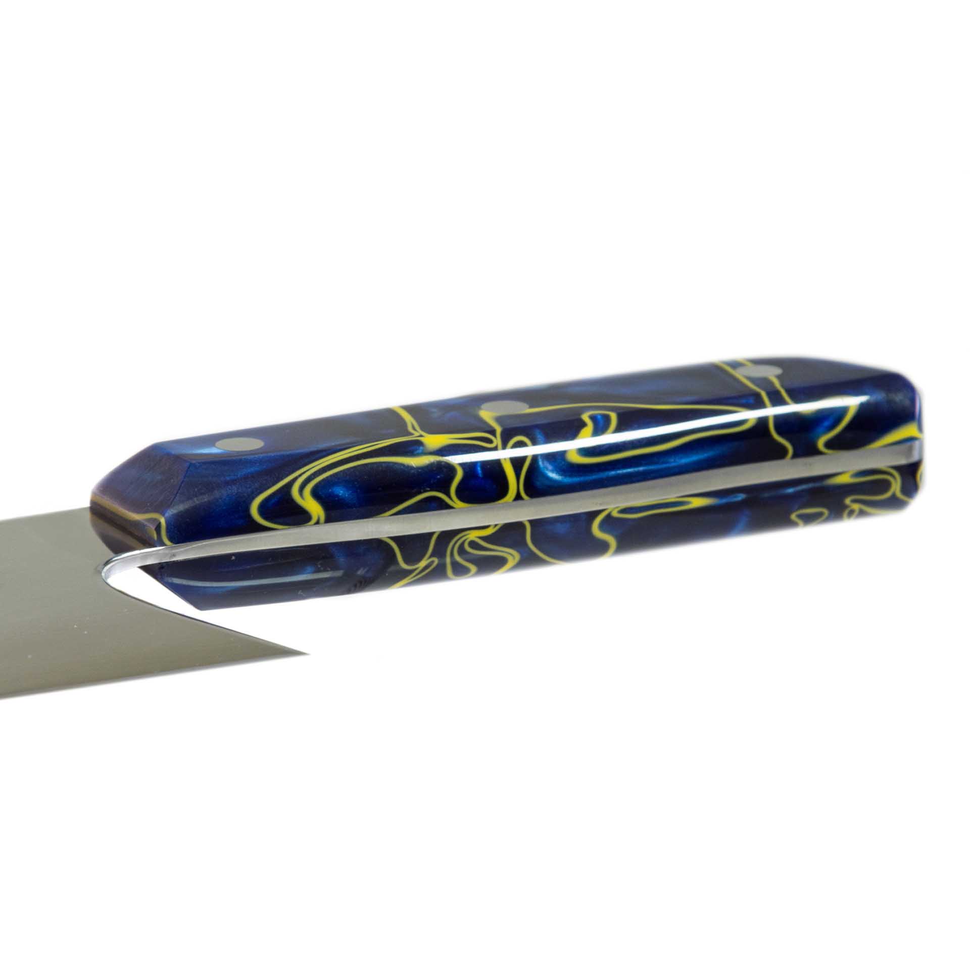 Faca Talho Cabo Acrílico Sico Efeito Mármore Azul 34cm