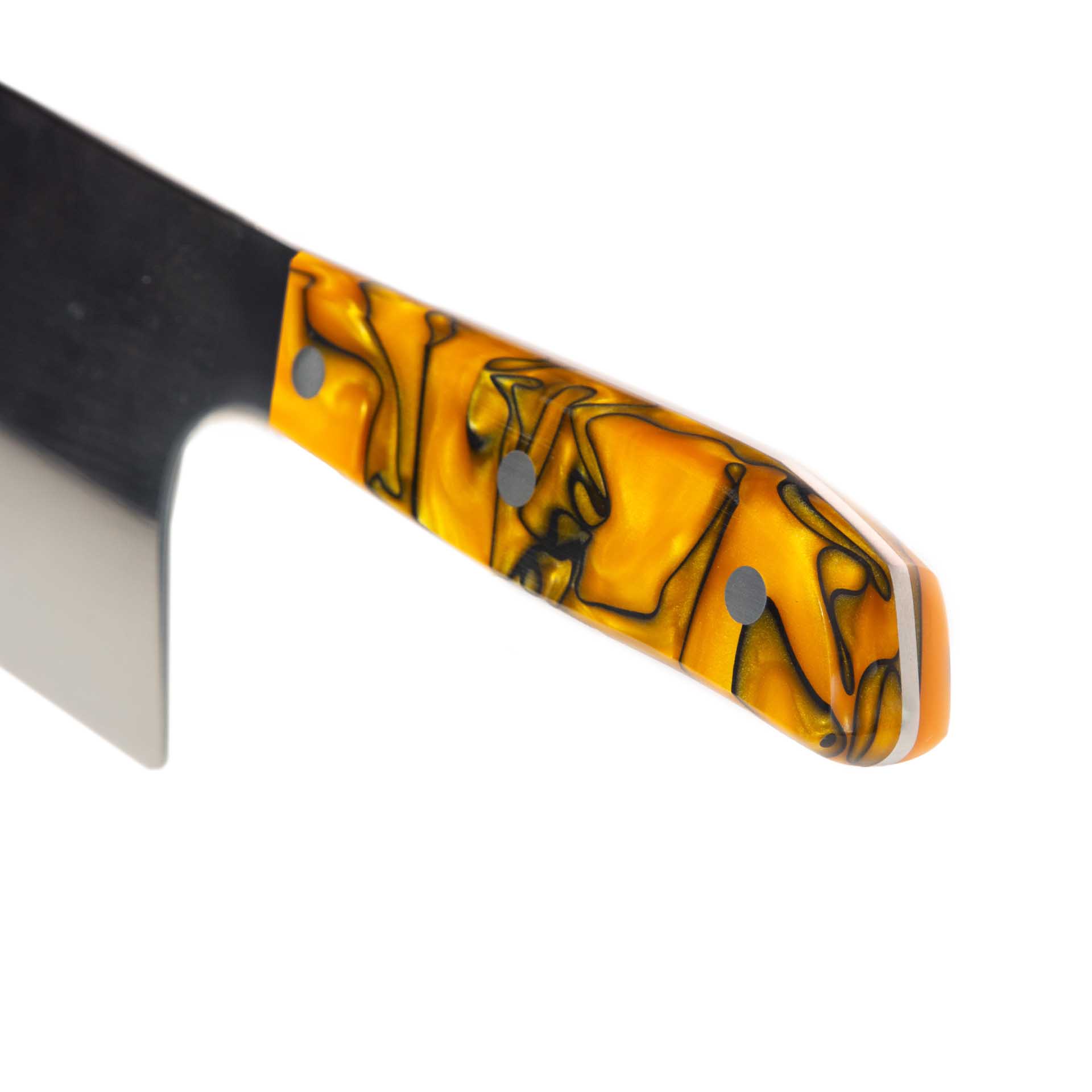 Faca Talho Cabo Acrílico Sico Efeito Mármore Laranja 34cm