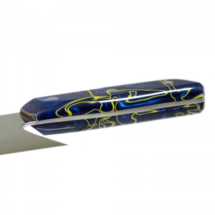Faca Chefe Cabo Acrílico Sico Efeito Mármore Azul 30cm Faca Chefe Cabo Acrílico Sico Efeito Mármore Azul 30cm