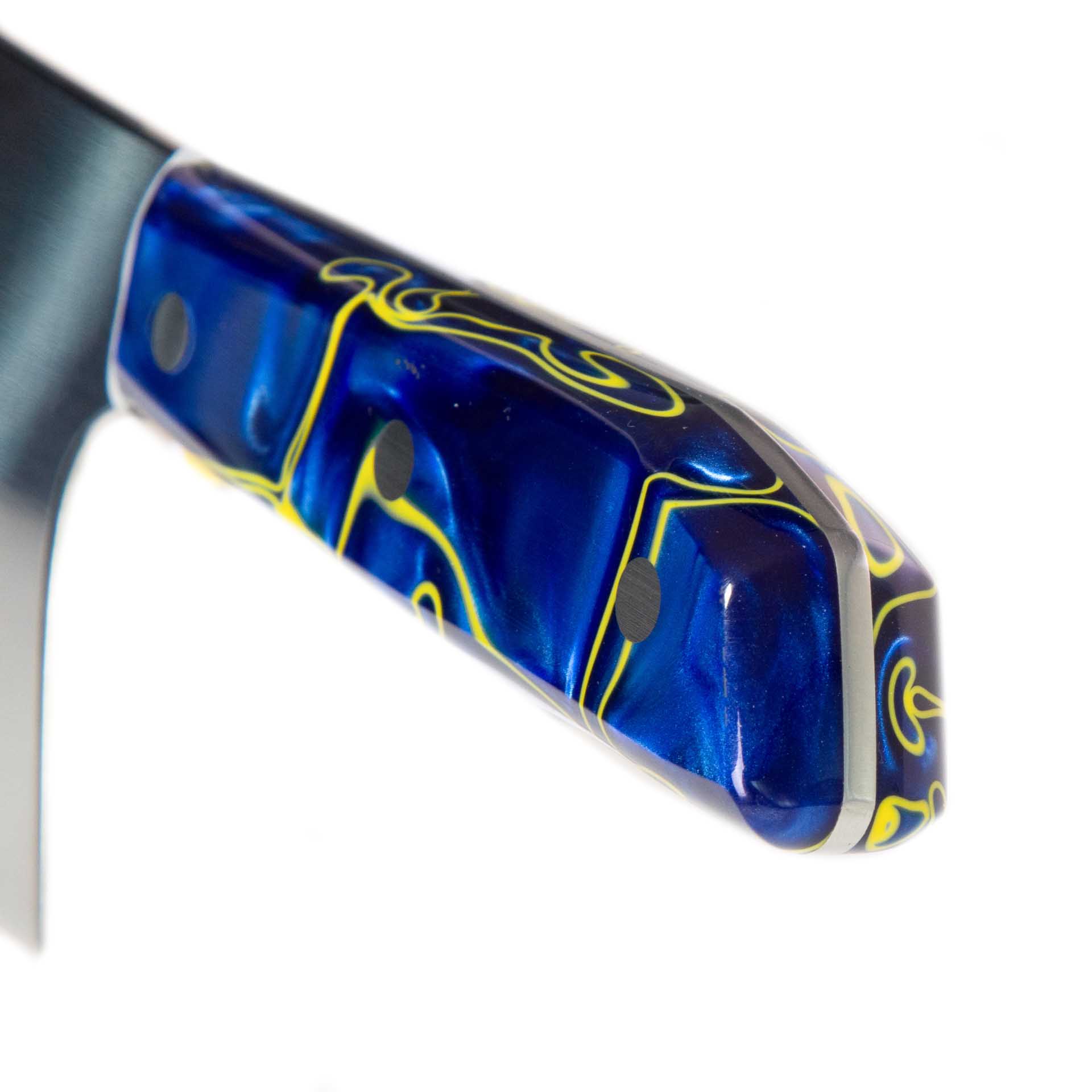 Faca Chefe Cabo Acrílico Sico Efeito Mármore Azul 30cm