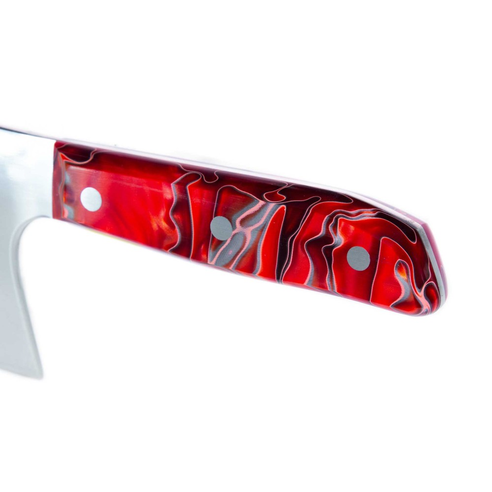 Faca Chefe Cabo Acrílico Sico Efeito Mármore Vermelho 20cm