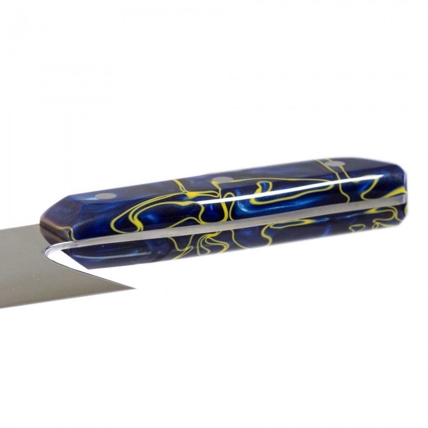 Faca Chefe Cabo Acrílico Sico Efeito Mármore Azul 20cm Faca Chefe Cabo Acrílico Sico Efeito Mármore Azul 20cm