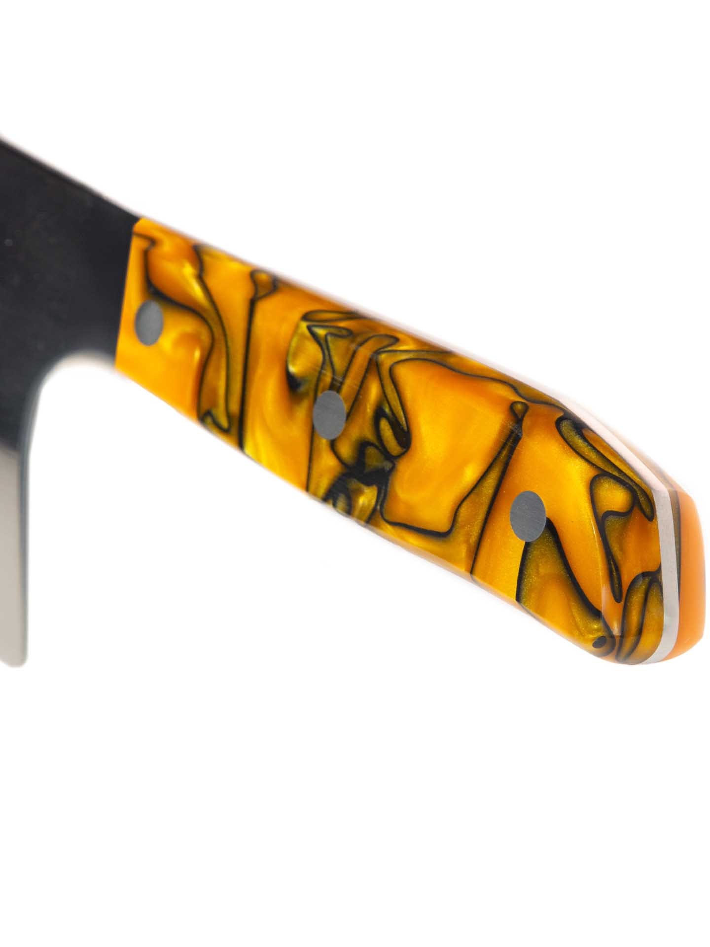Faca Chefe Cabo Acrílico Sico Efeito Mármore Laranja 20cm