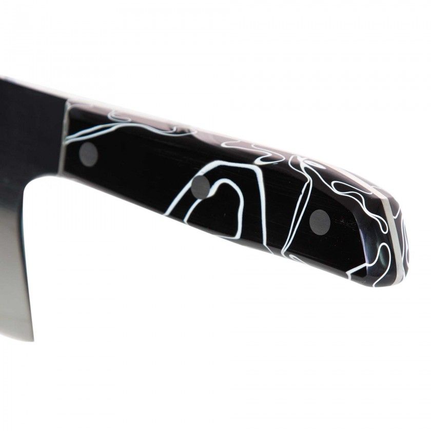 Faca Chefe Cabo Acrílico Sico Efeito Mármore Preto 20cm Faca Chefe Cabo Acrílico Sico Efeito Mármore Preto 20cm