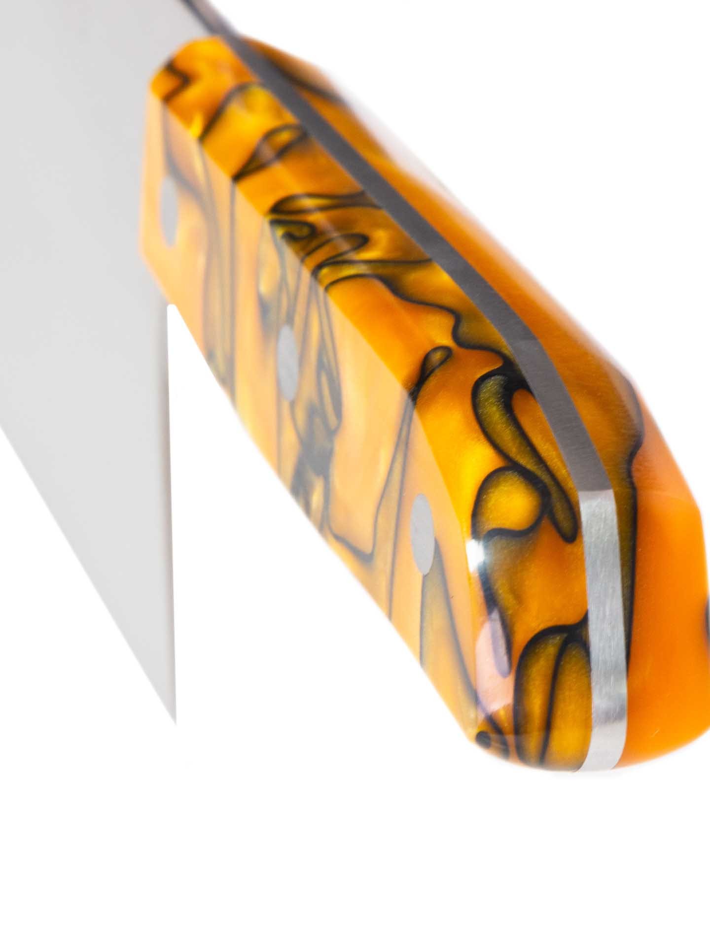Faca Chefe Cabo Acrílico Sico Efeito Mármore Laranja 20cm