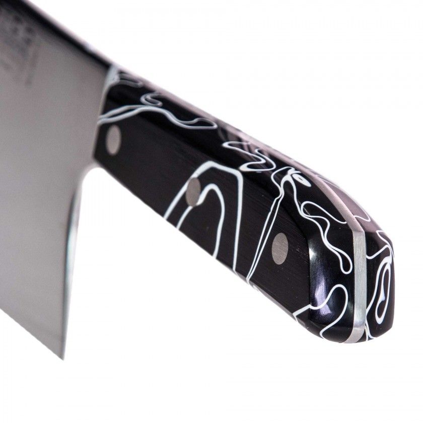 Faca Chefe Cabo Acrílico Sico Efeito Mármore Preto 20cm Faca Chefe Cabo Acrílico Sico Efeito Mármore Preto 20cm