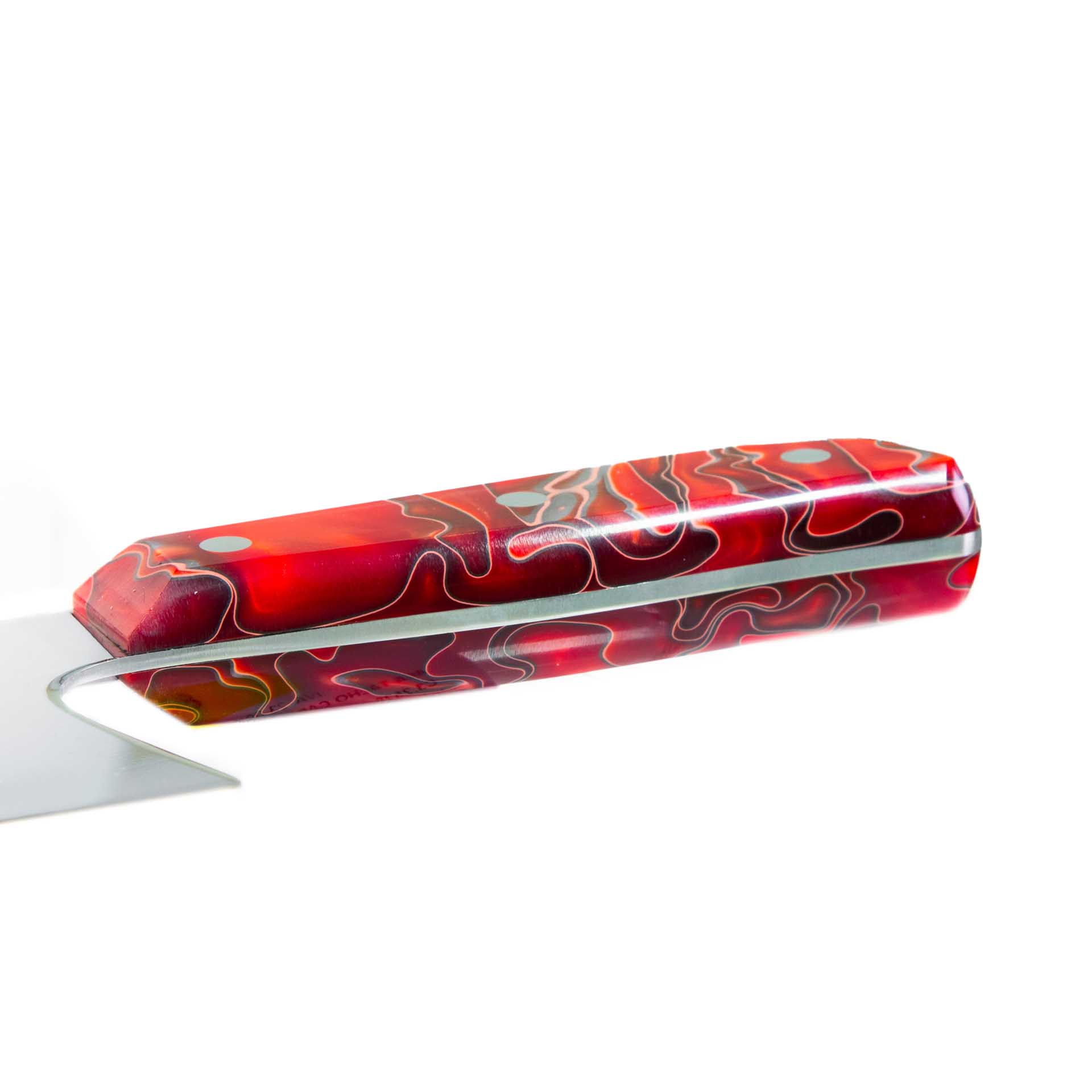 Faca Chefe Cabo Acrílico Sico Efeito Mármore Vermelho 20cm