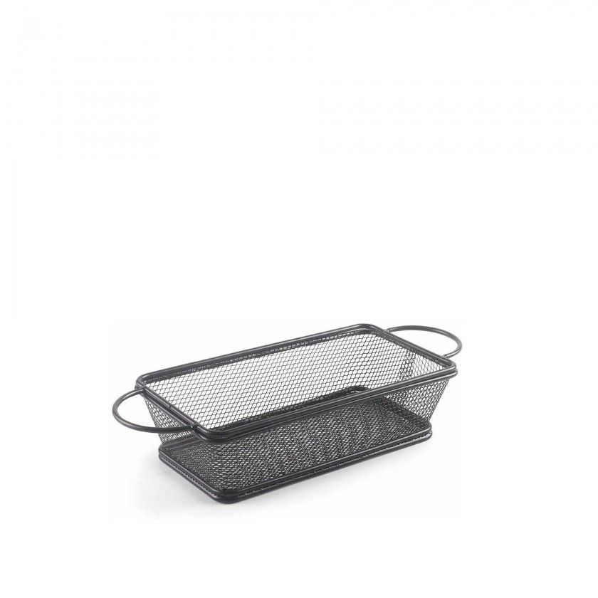 Cesto Servir com Asas Retangular Preto 21X11X6cm