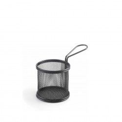 Cesto Servir Redondo Preto 9X8cm