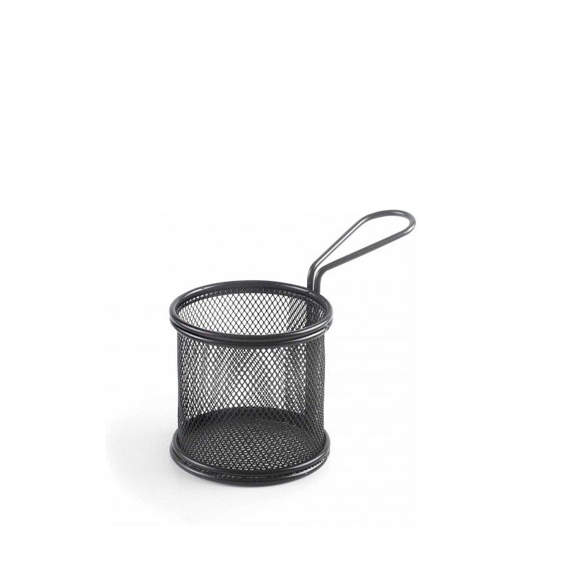 Cesto Servir Redondo Preto 9X8cm