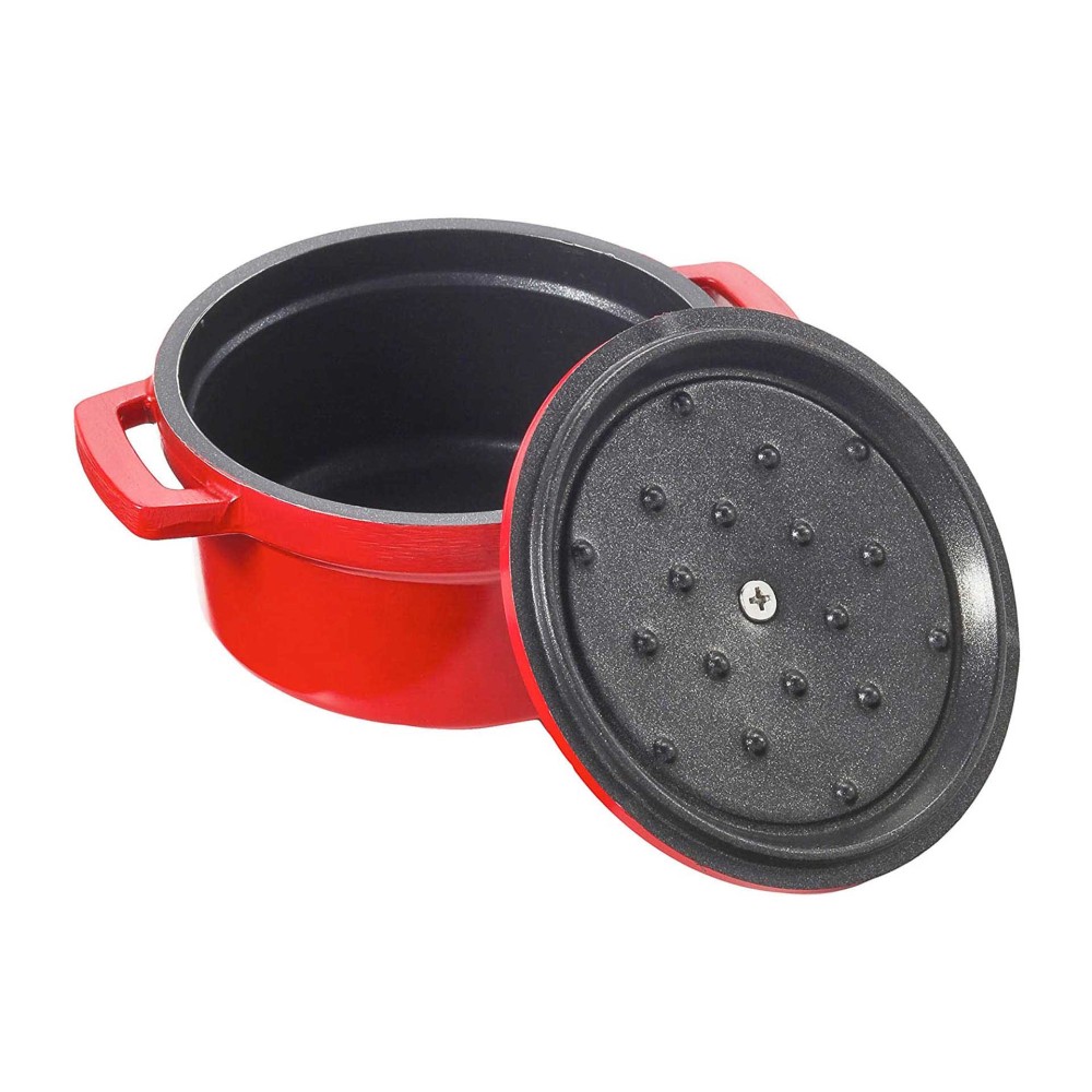 Ca�arola Alum�nio Fundido Redondo Vermelho