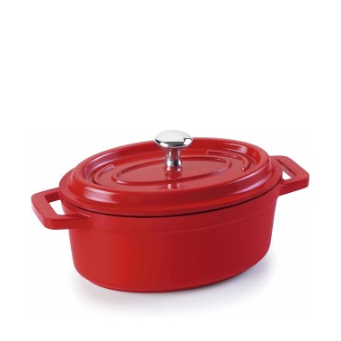 Ca�arola Alum�nio Fundido Oval Mini Vermelho 250ml 12X8.5X5cm
