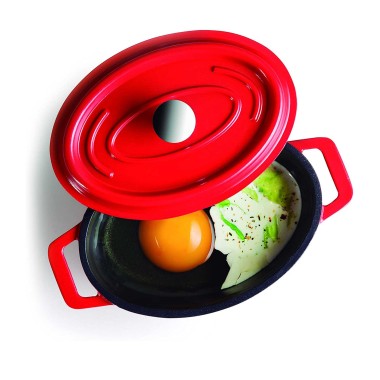 Ca�arola Alum�nio Fundido Oval Mini Vermelho 250ml 12X8.5X5cm