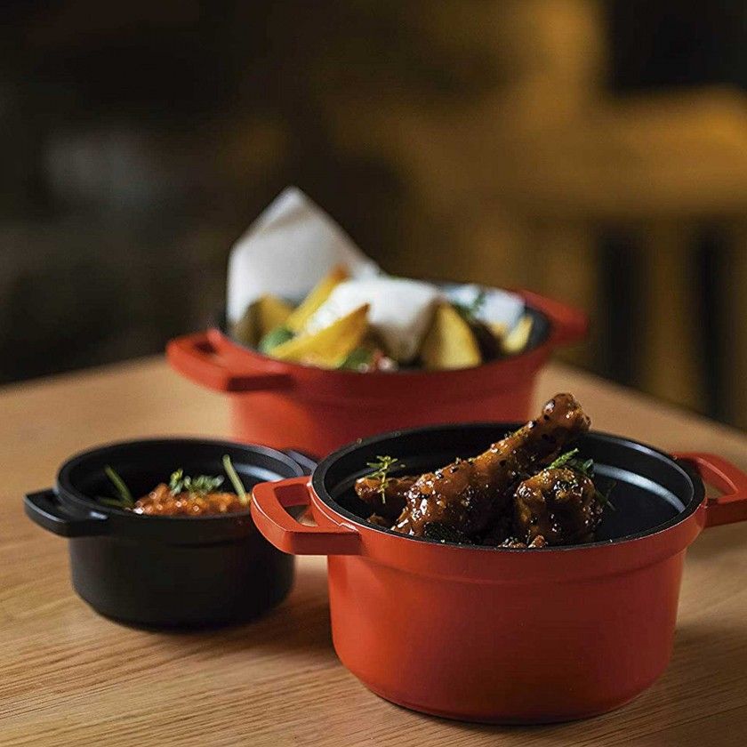 Caçarola Alumínio Fundido Redondo Mini Vermelho 240ml 10X5cm Caçarola Alumínio Fundido Redondo Mini Vermelho 240ml 10X5cm