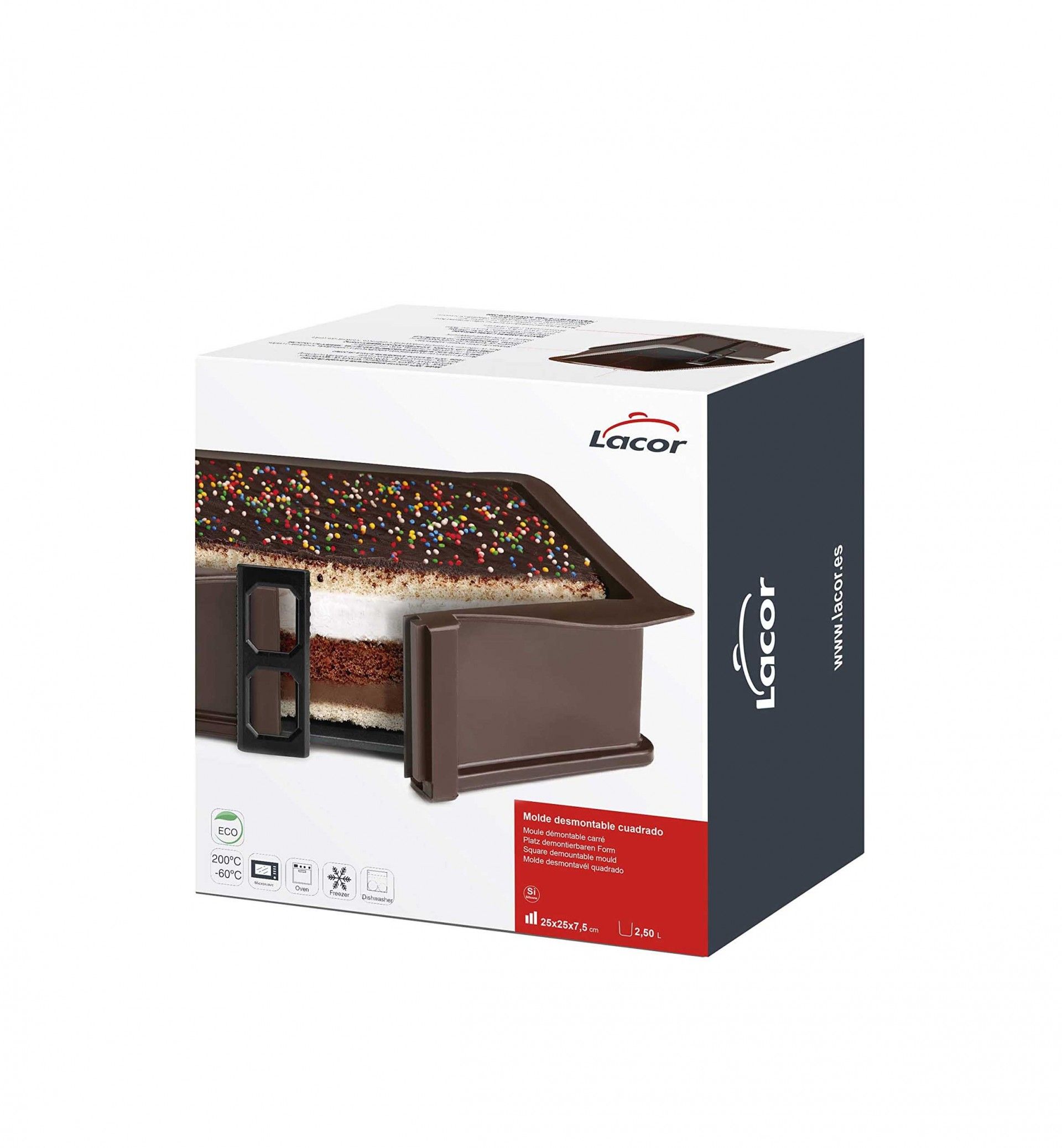 Molde Desmontável Quadrado 2500ml 25X25X7.5cm