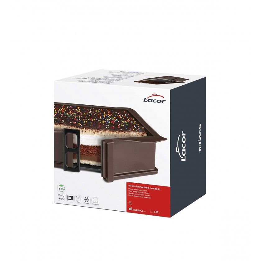 Molde Desmontável Quadrado 2500ml 25X25X7.5cm Molde Desmontável Quadrado 2500ml 25X25X7.5cm