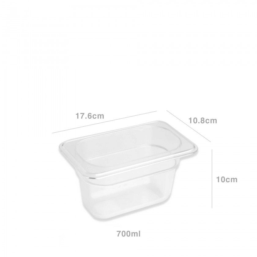 Contentor Gn 1/9 Policarbonato 17.6X10.8X10cm Contentor Gn 1/9 Policarbonato 17.6X10.8X10cm