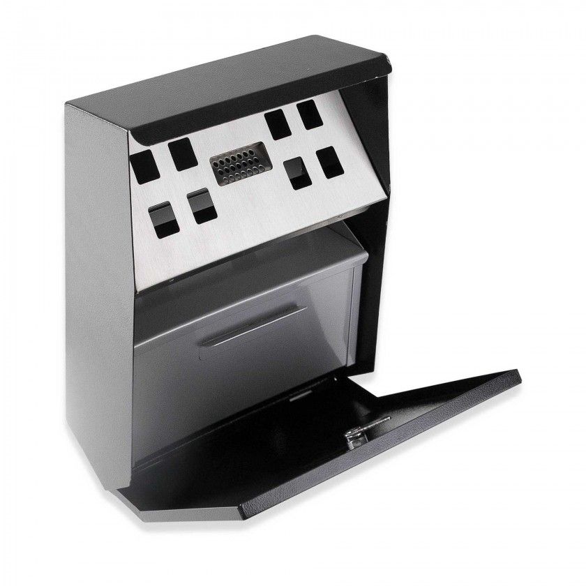 Cinzeiro Parede Inox Preto 25X35X8.5cm