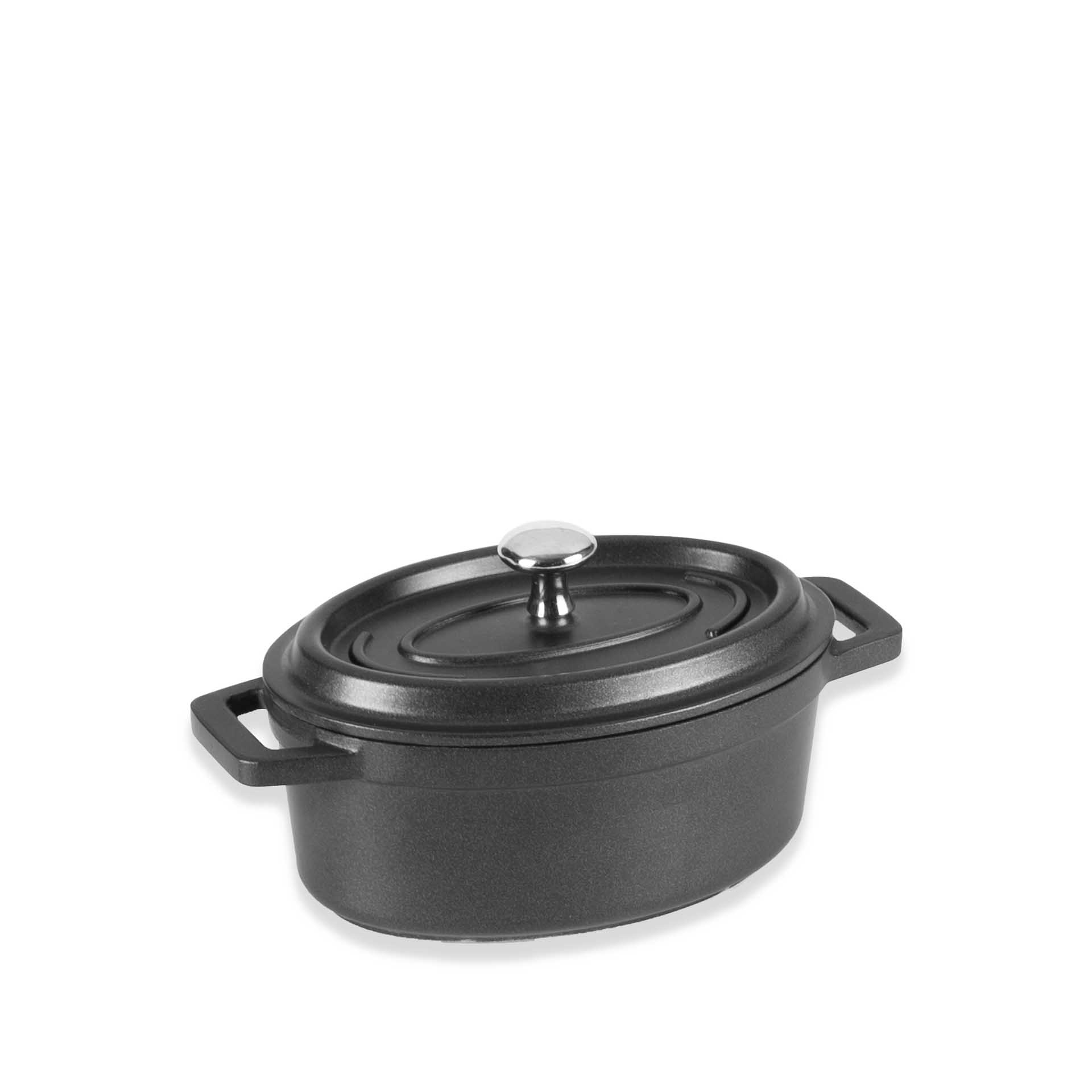 Caçarola Alumínio Fundido Oval Mini Preto 250ml 12X8.5X5cm