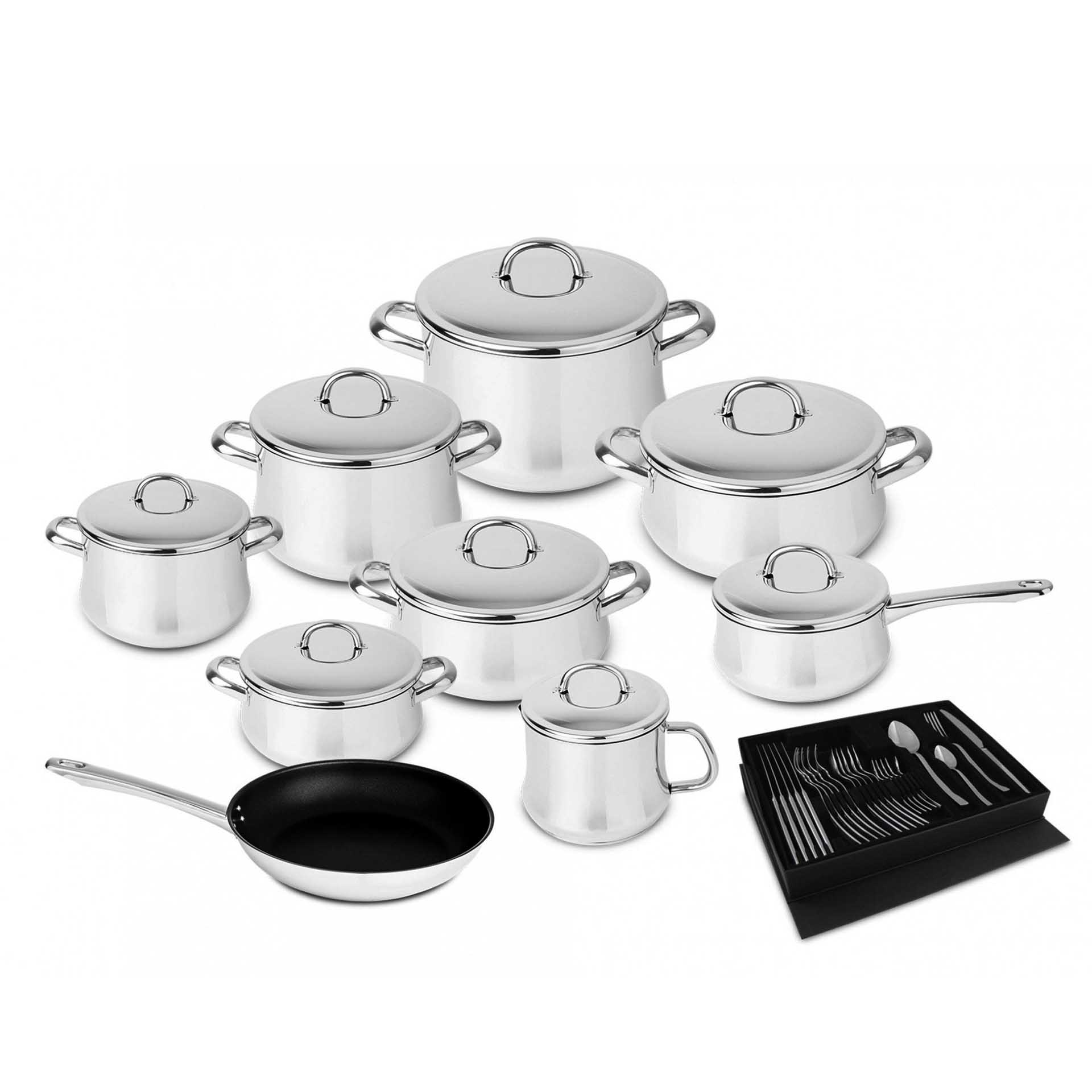 Trem Panelas Lotus 2000 9 Peças + Faqueiro 24 Peças