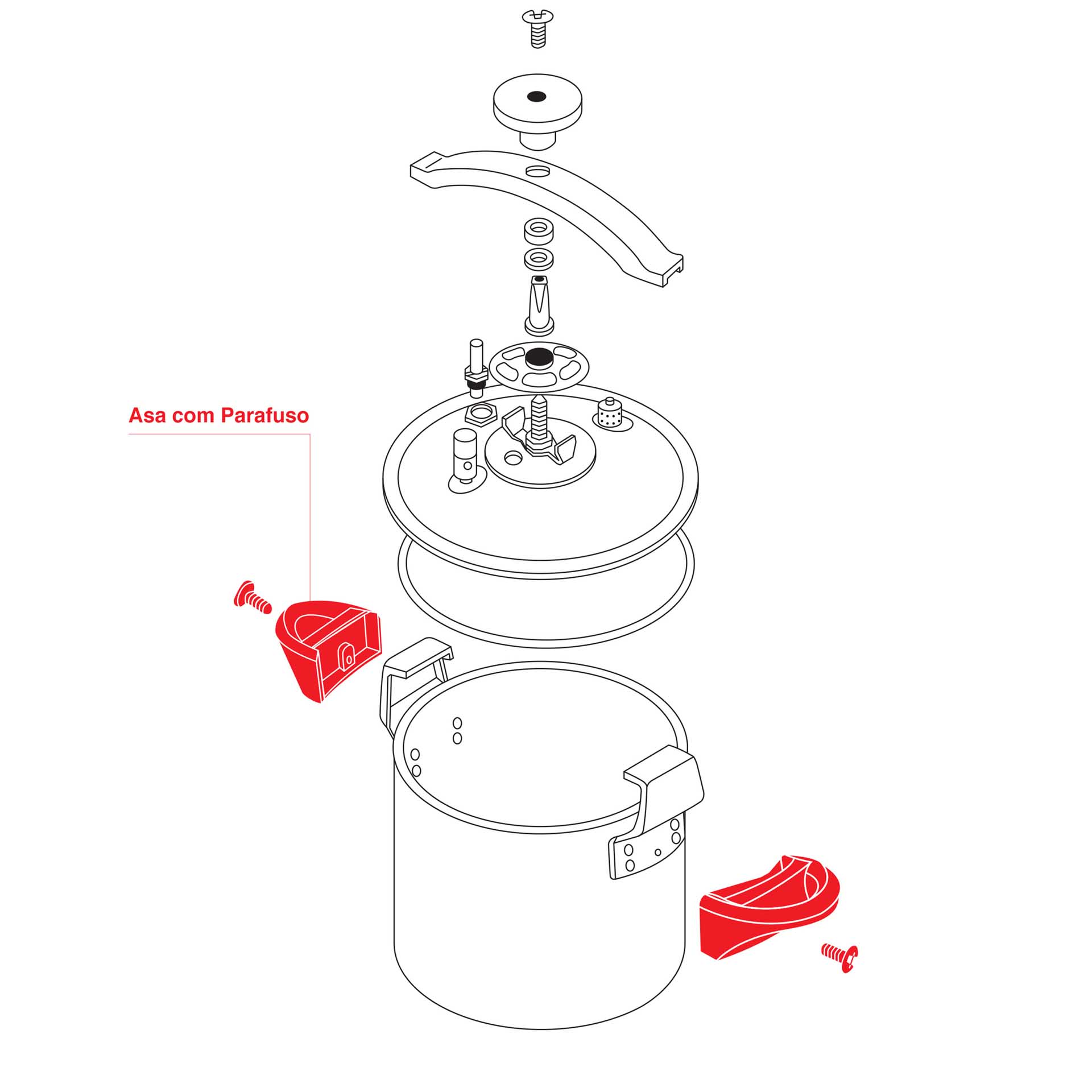 Tradicional Aluminio + Inox Asa Baquelite + Parafuso Pack 1