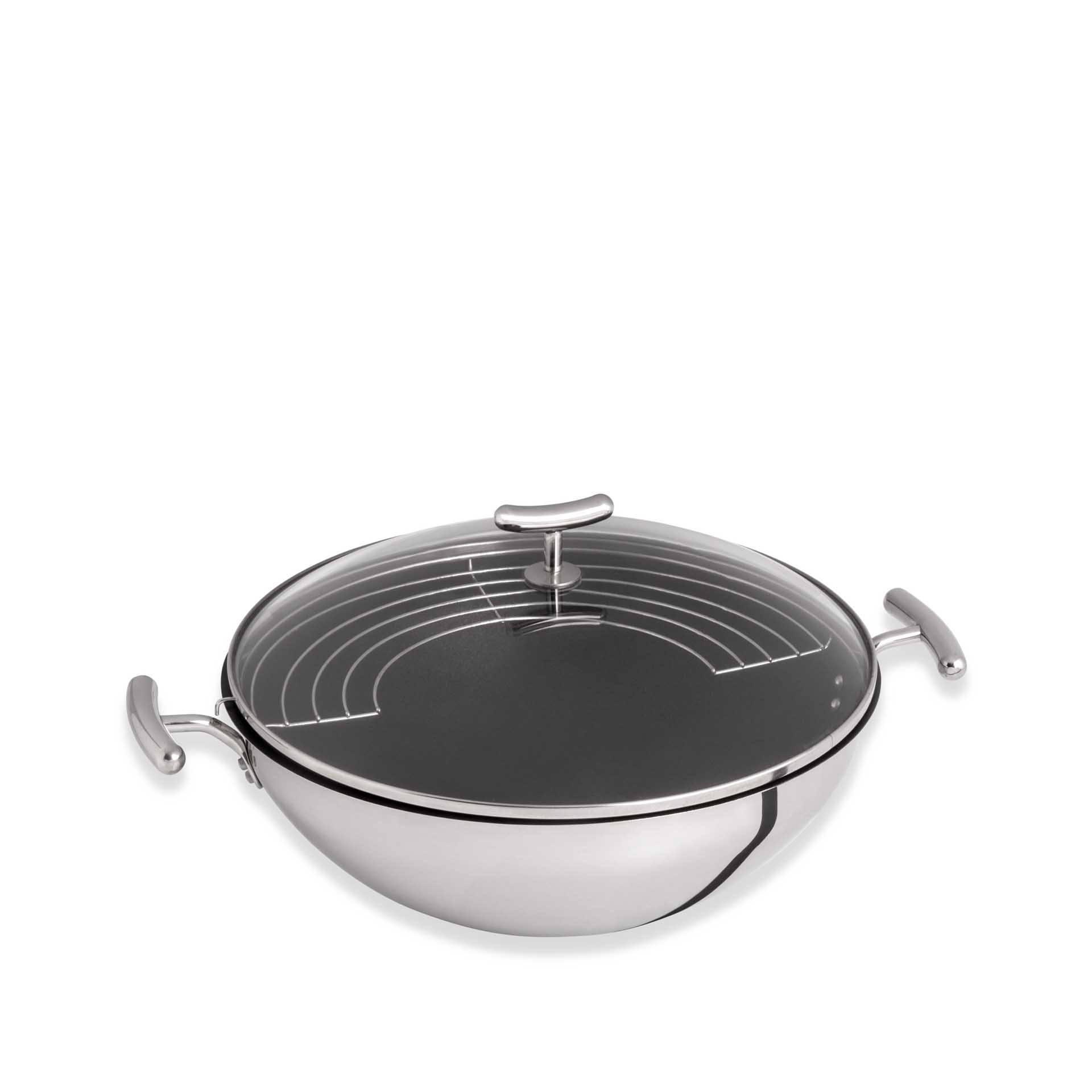 Yumi Wok Antiaderente C/ Asas + Grelha T/ Vidro Ø28Cm 4.6L