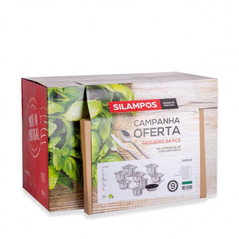Domus Trem Panelas 9 Peças + Faqueiro 24Cm Peças Domus Trem Panelas 9 Peças + Faqueiro 24Cm Peças