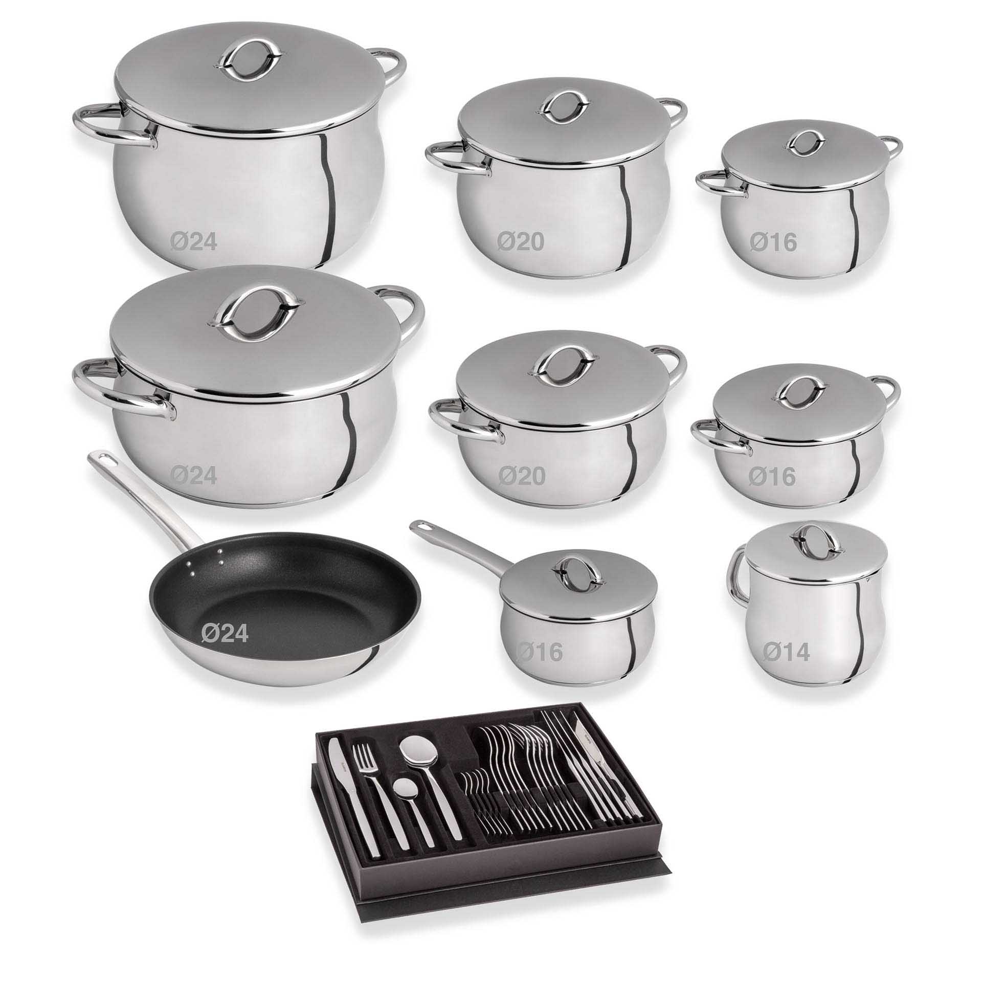 Domus Trem Panelas 9 Peças + Faqueiro 24Cm Peças