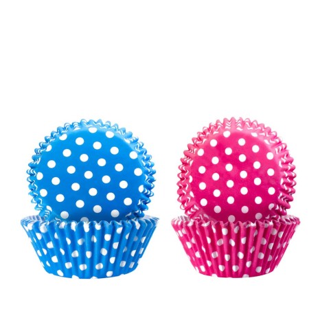 Forma Queque Papel Bolas Azul + Rosa 7.5X4cm Pack 100 - Image product