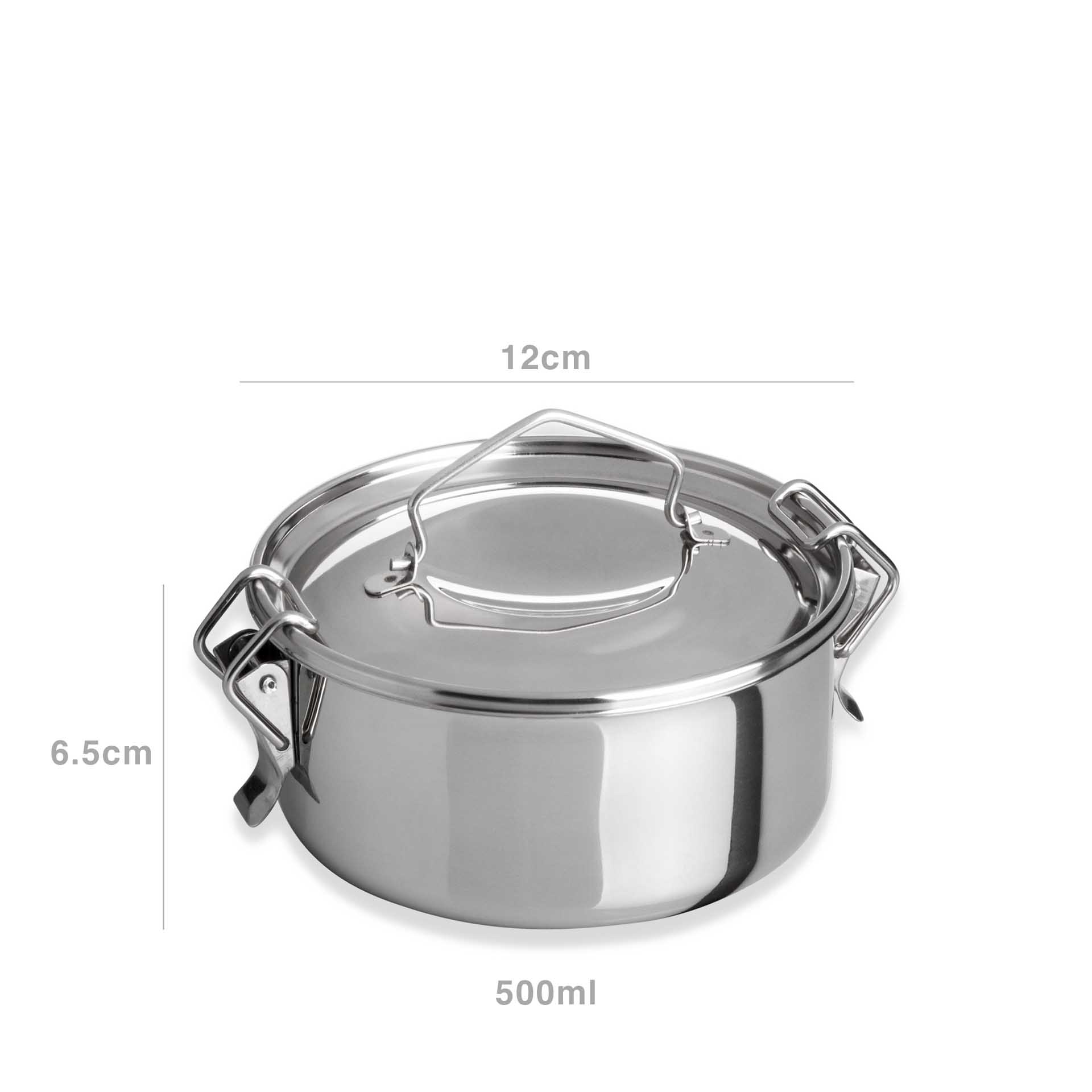 Marmita Inox sem Fundo Térmico Cookware Simples 500ml 12X6.5cm