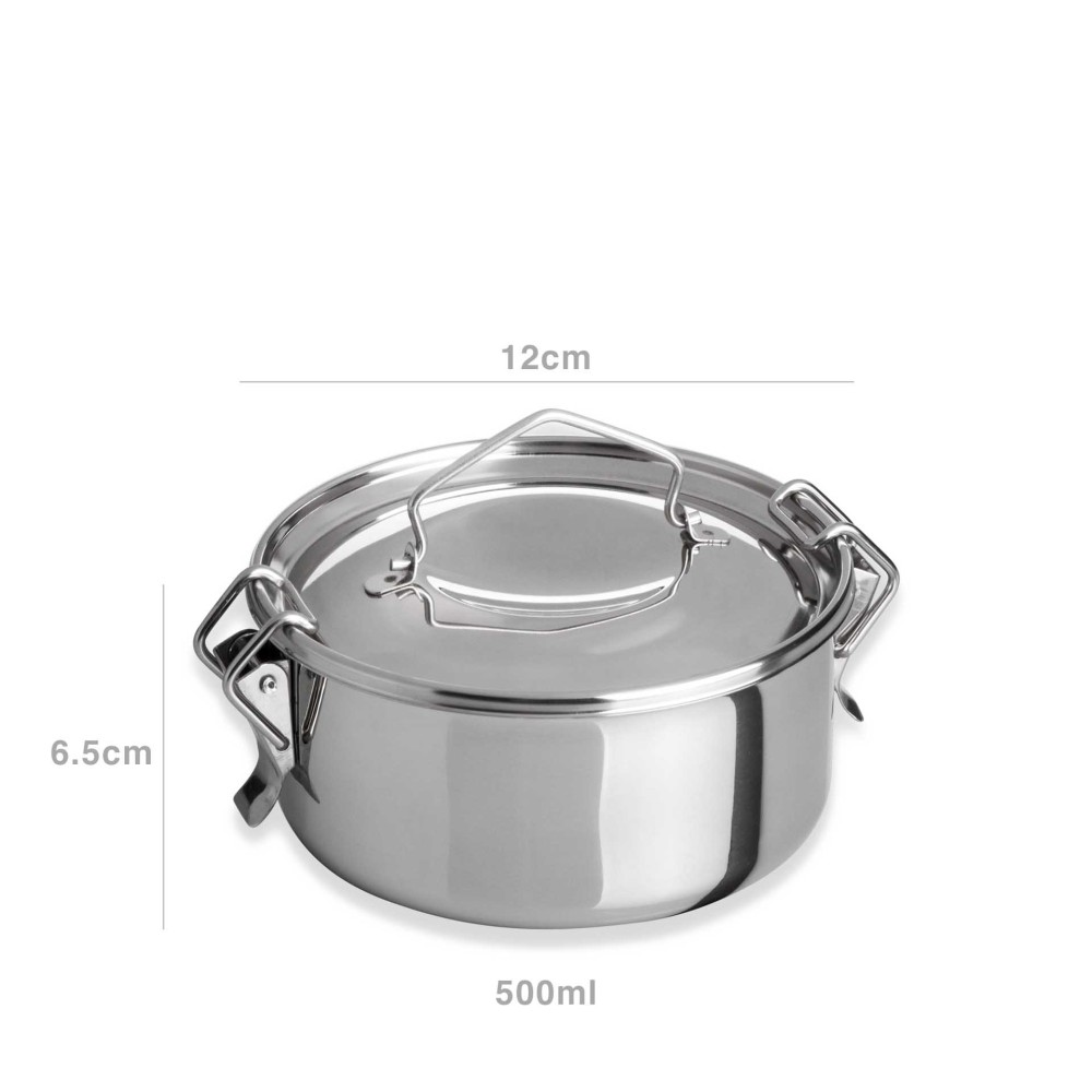 Marmita Inox sem Fundo T�rmico Cookware Simples 500ml 12X6.5cm