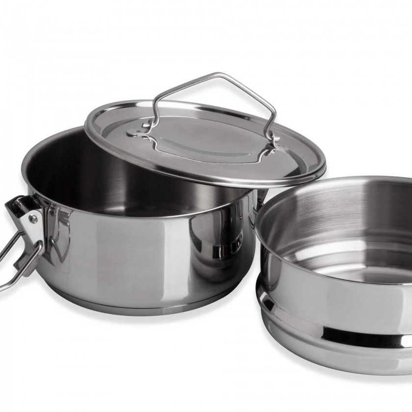 Marmita Inox Fundo Térmico Cookware Dupla 1500ml 14X12cm Marmita Inox Fundo Térmico Cookware Dupla 1500ml 14X12cm