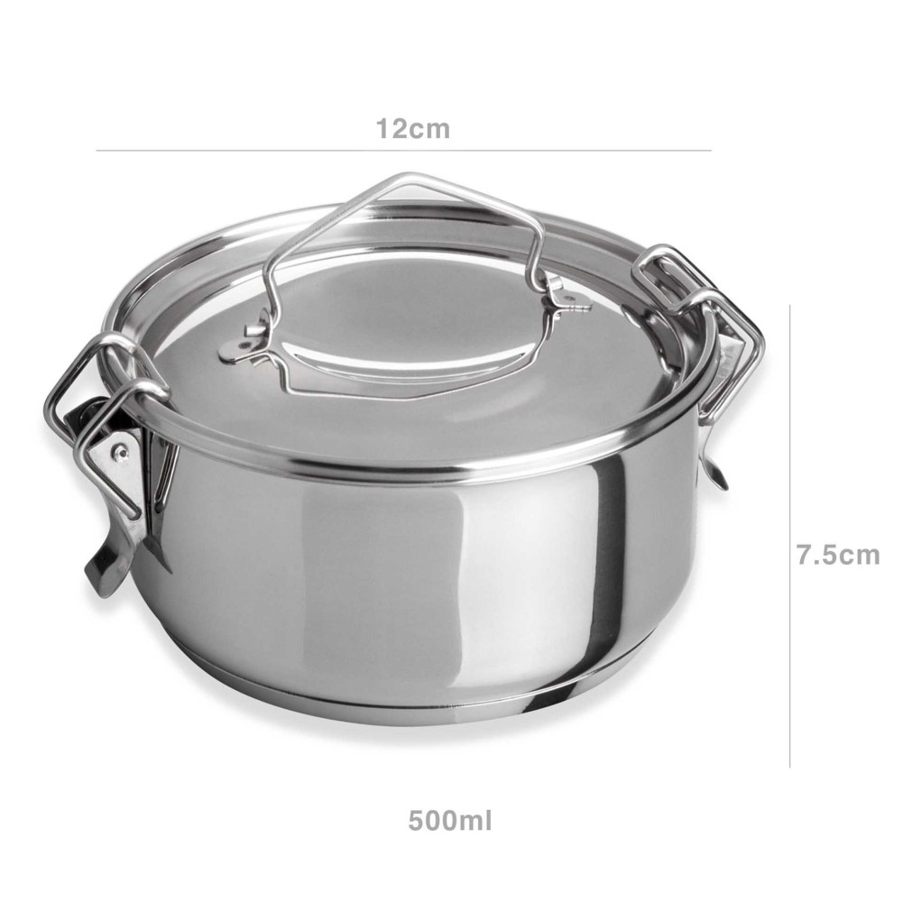 Marmita Inox Fundo Térmico Cookware Simples 500ml 12X7.5cm