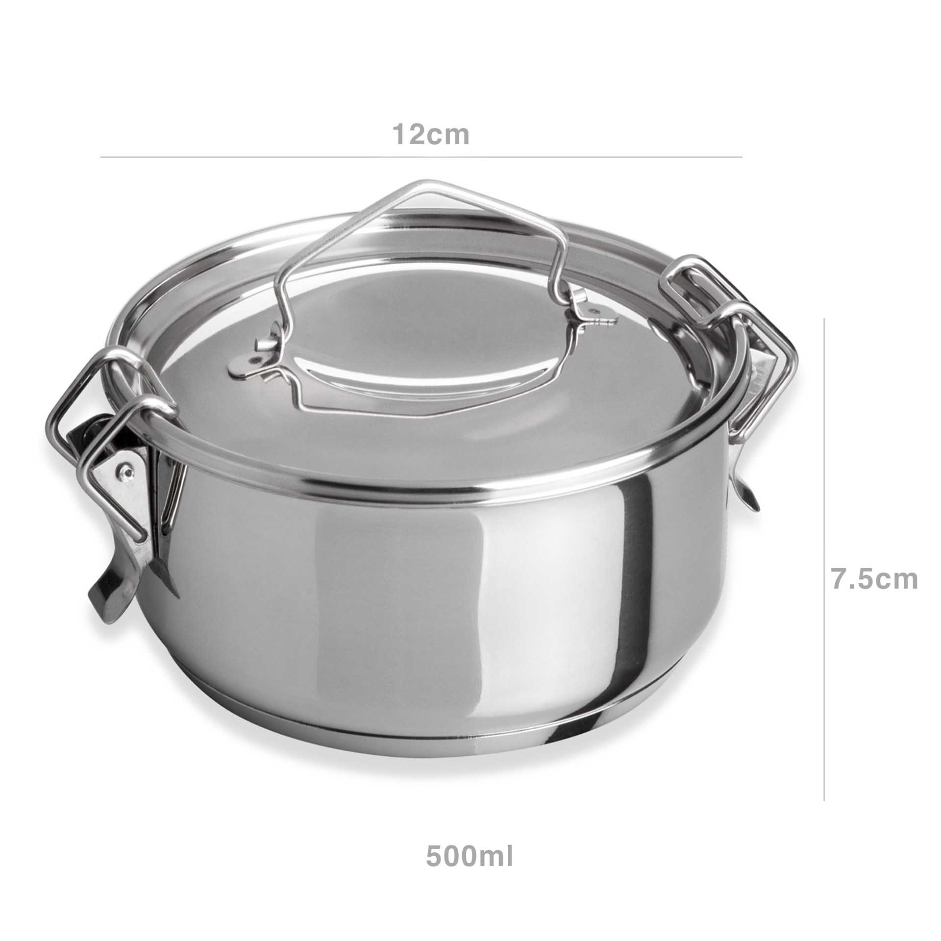 Marmita Inox Fundo Térmico Cookware Simples 500ml 12X7.5cm