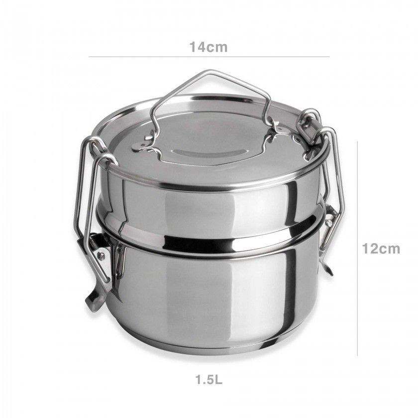 Marmita Inox Fundo Térmico Cookware Dupla 1500ml 14X12cm Marmita Inox Fundo Térmico Cookware Dupla 1500ml 14X12cm
