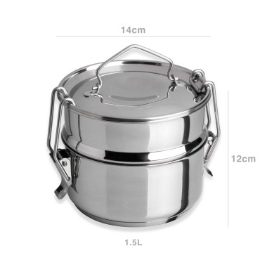 Marmita Inox Fundo T�rmico Cookware Dupla 1500ml 14X12cm