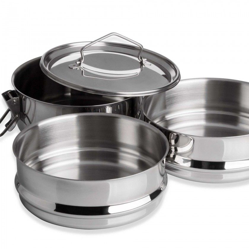 Marmita Inox Fundo Térmico Cookware Tripla 3000ml 16X17cm Marmita Inox Fundo Térmico Cookware Tripla 3000ml 16X17cm