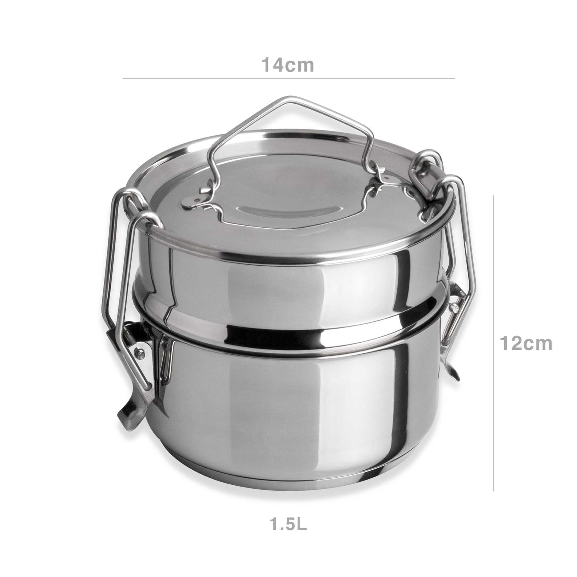 Marmita Inox Fundo Térmico Cookware Dupla 1500ml 14X12cm
