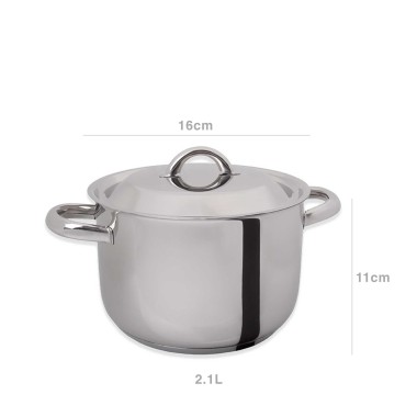Panela Inox 2004 com Asas Redonda 2.1L 16X11cm