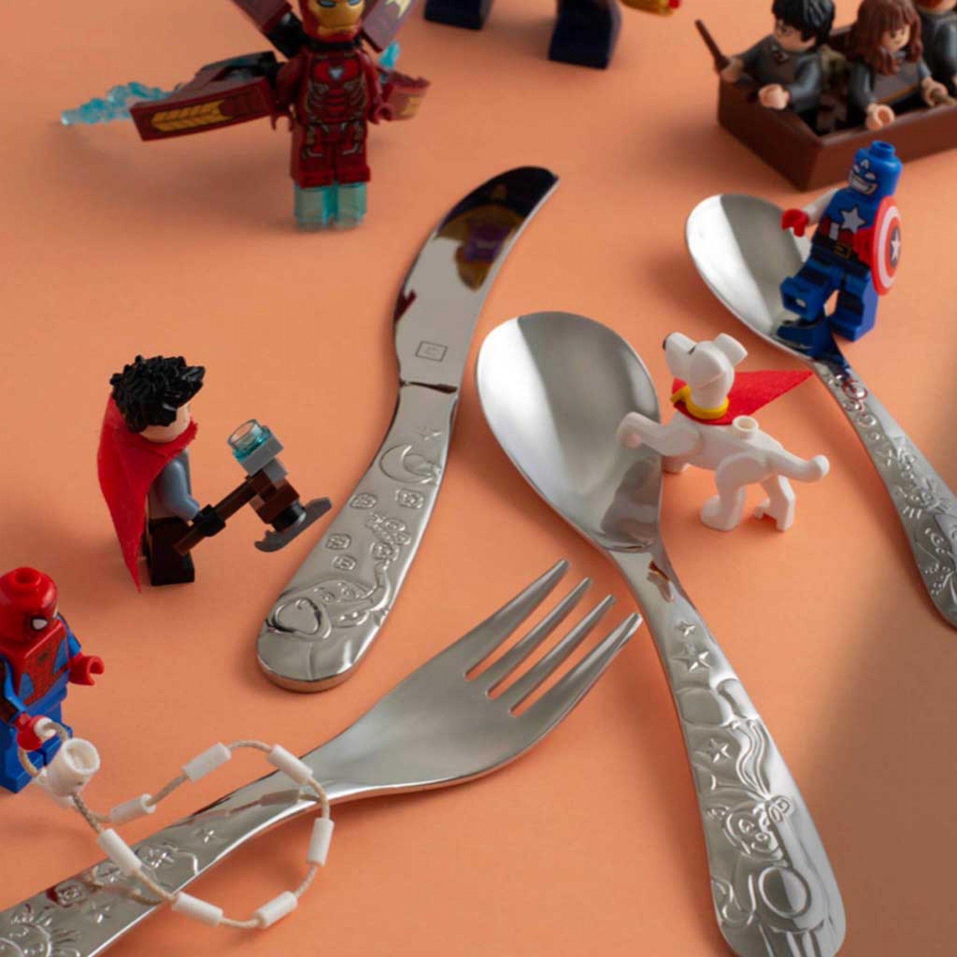 Conjunto Inox Kids Gravado 2mm 4 Peças