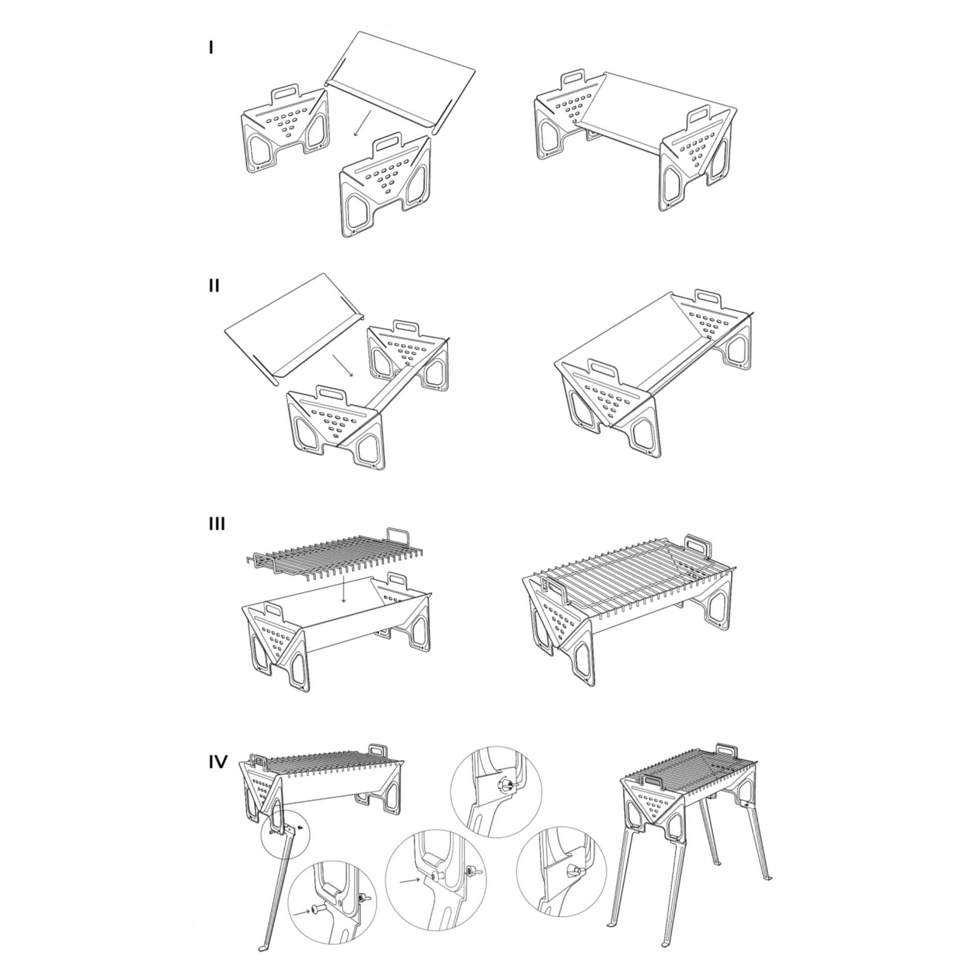Fogareiro Inox com Pernas 40X31X61cm