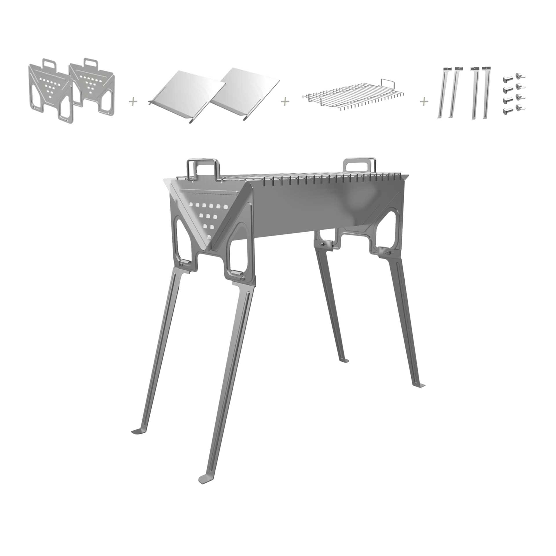 Fogareiro Inox com Pernas 40X31X61cm