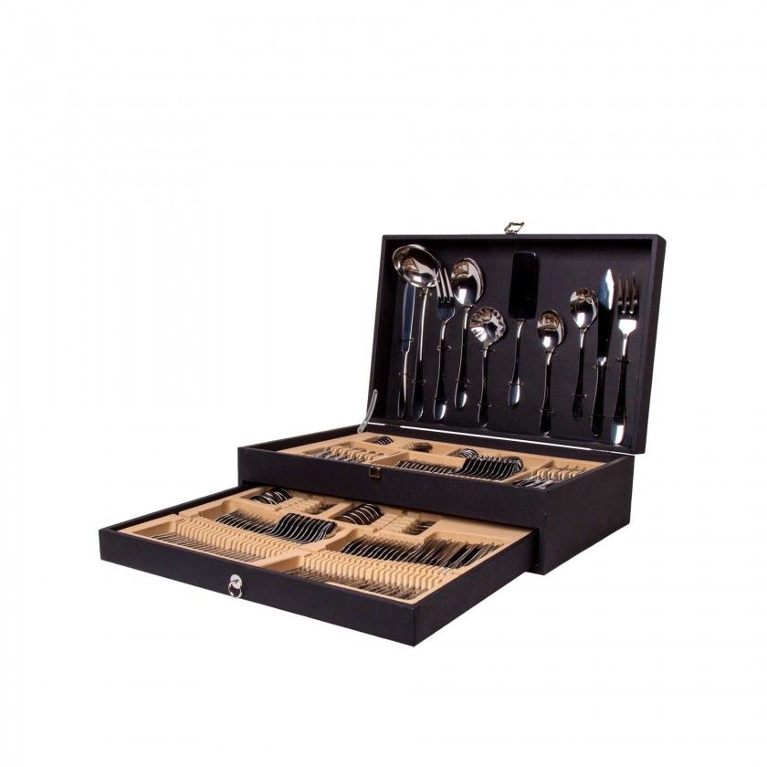 Faqueiro Marte Inox com Estojo 130 Peças Faqueiro Marte Inox com Estojo 130 Peças