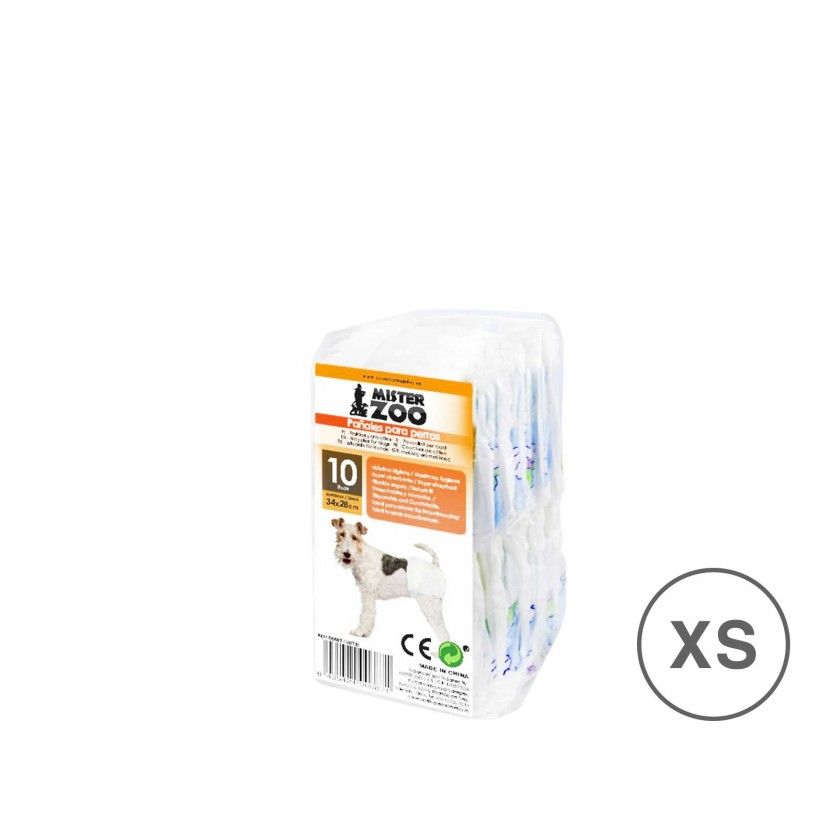 Fraldas Para Cão Tamanho XS Plástico Multicor 34X28cm Pack 10 Fraldas Para Cão Tamanho XS Plástico Multicor 34X28cm Pack 10